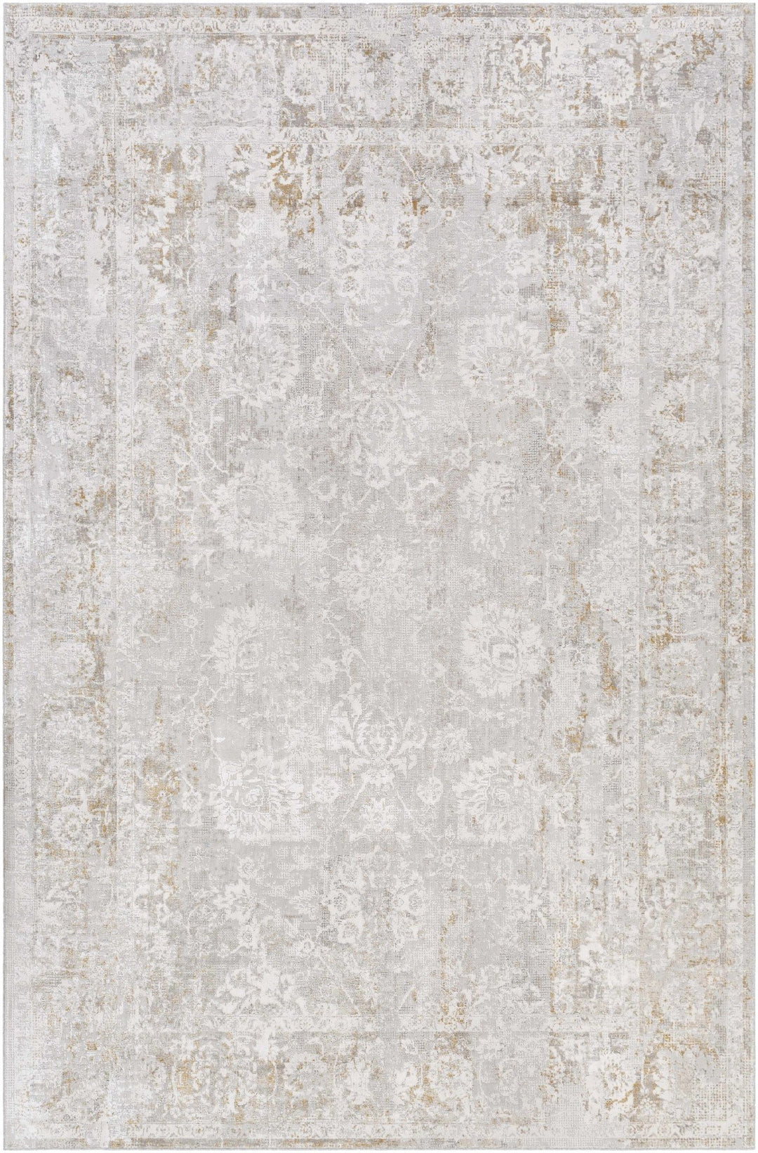 Transitional Style Ivory Gray Machine Woven Area Rug - The Rug Decor