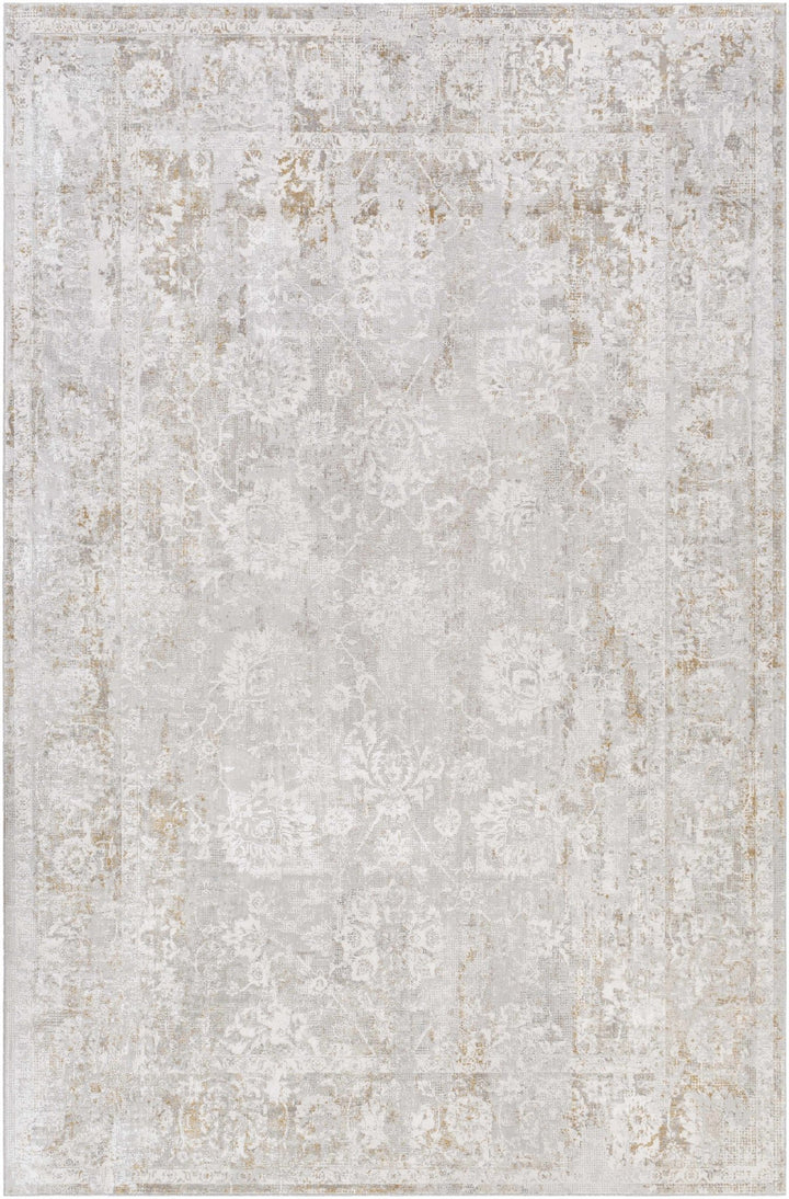 Transitional Style Ivory Gray Machine Woven Area Rug - The Rug Decor