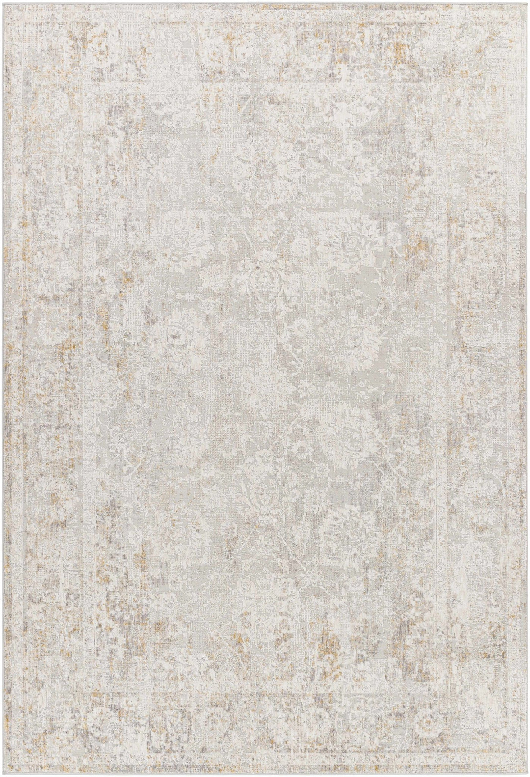 Transitional Style Ivory Gray Machine Woven Area Rug - The Rug Decor