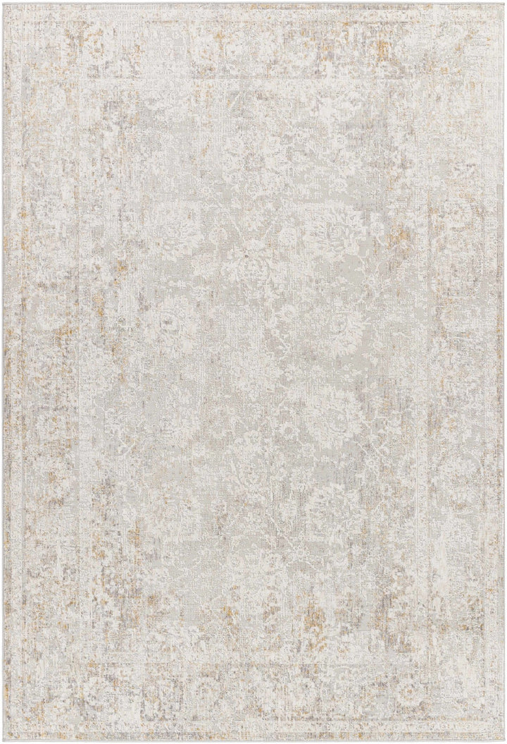 Transitional Style Ivory Gray Machine Woven Area Rug - The Rug Decor