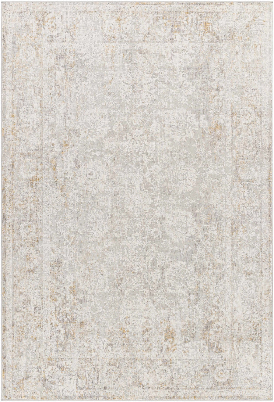 Transitional Style Ivory Gray Machine Woven Area Rug - The Rug Decor