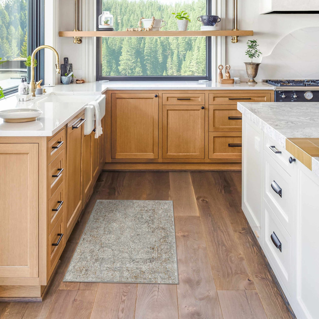 Transitional Style Ivory Gray Machine Woven Area Rug - The Rug Decor