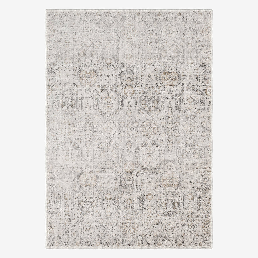Transitional Style Ivory Machine Washable Cotton Rug - The Rug Decor
