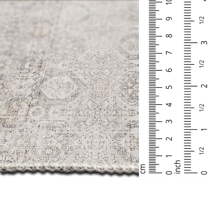 Transitional Style Ivory Machine Washable Cotton Rug - The Rug Decor