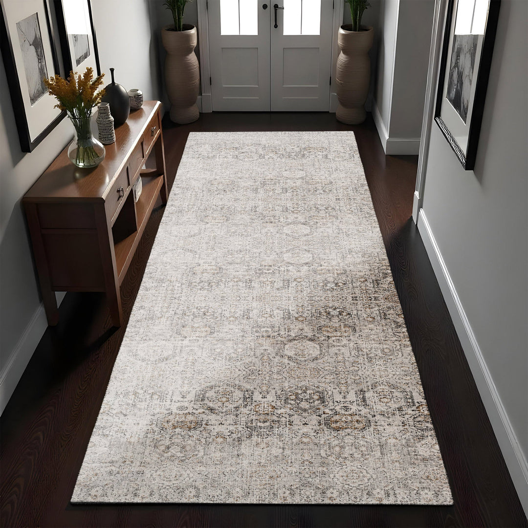 Transitional Style Ivory Machine Washable Cotton Rug - The Rug Decor