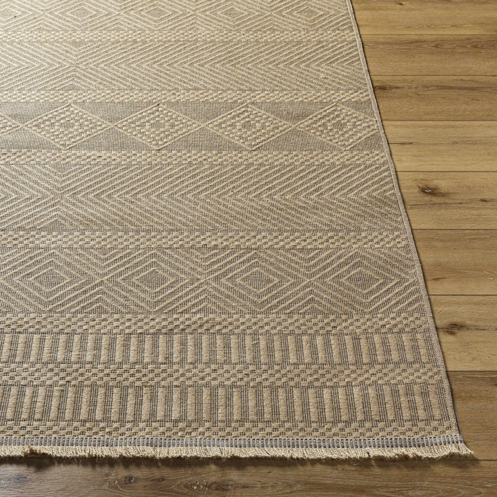 Transitional Style Tan Washable Jute Area Rug - The Rug Decor