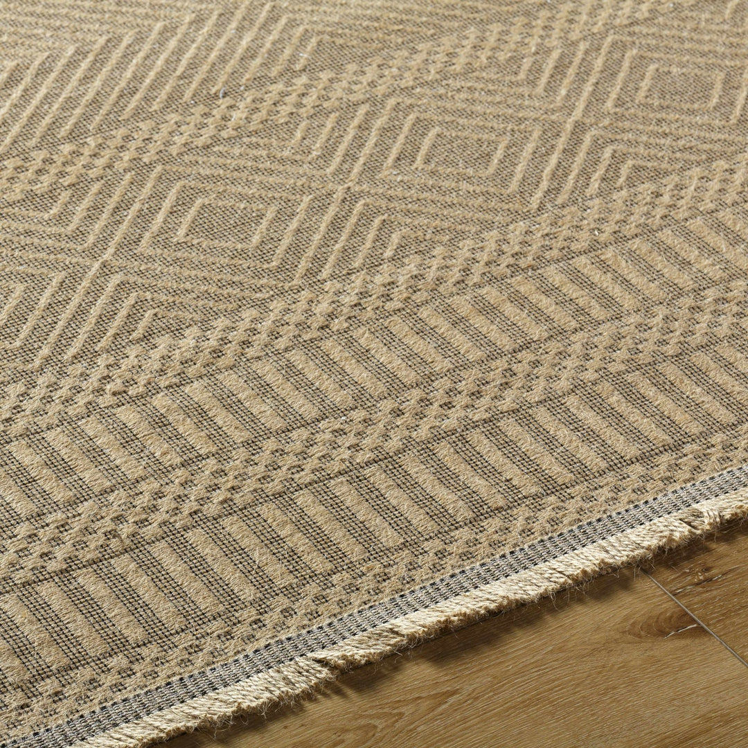 Transitional Style Tan Washable Jute Area Rug - The Rug Decor