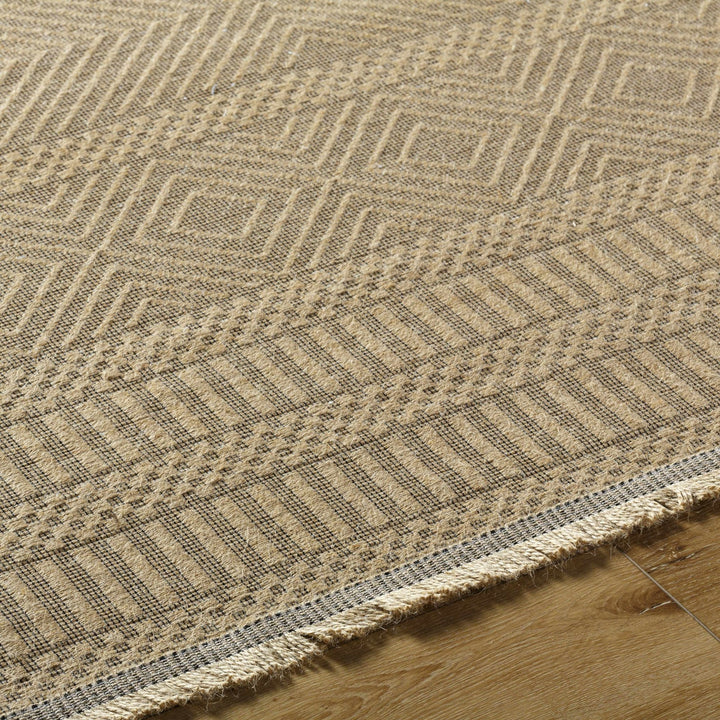 Transitional Style Tan Washable Jute Area Rug - The Rug Decor