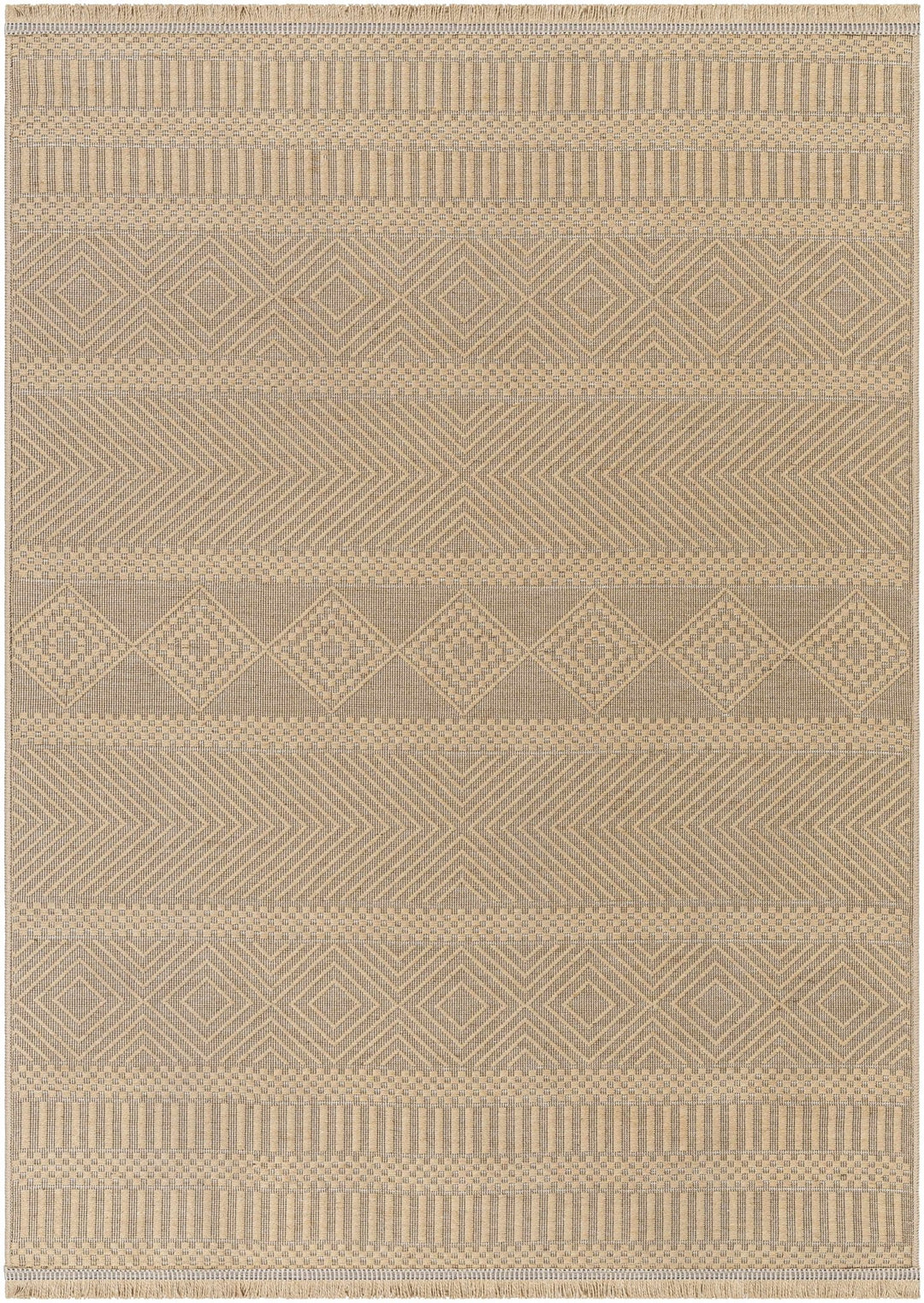 Transitional Style Tan Washable Jute Area Rug - The Rug Decor