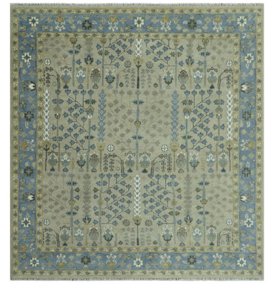 Tree of life Beige and Blue Traditional Hand Knotted Multi Size Wool Area Rug - The Rug Decor