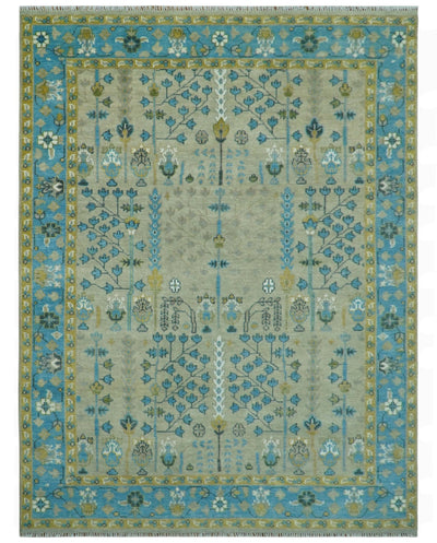 Tree of life Beige and Blue Traditional Hand Knotted Multi Size Wool Area Rug - The Rug Decor