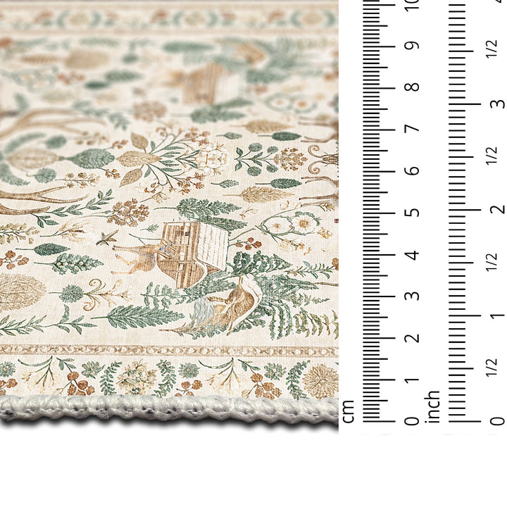 Tree of Life Beige And Green Machine Washable Cotton Area Rug - The Rug Decor