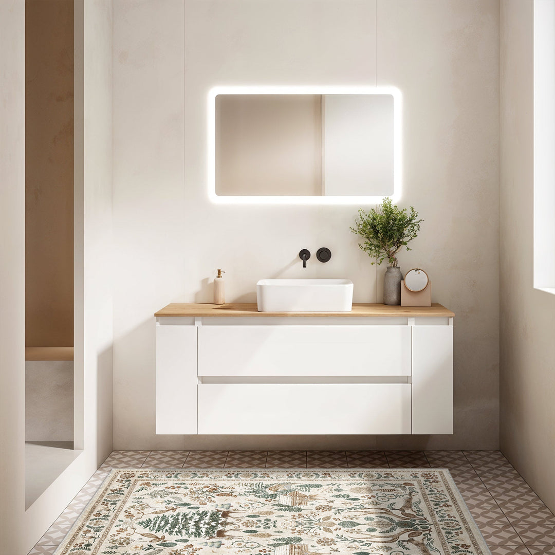 Tree of Life Beige And Green Machine Washable Cotton Area Rug - The Rug Decor