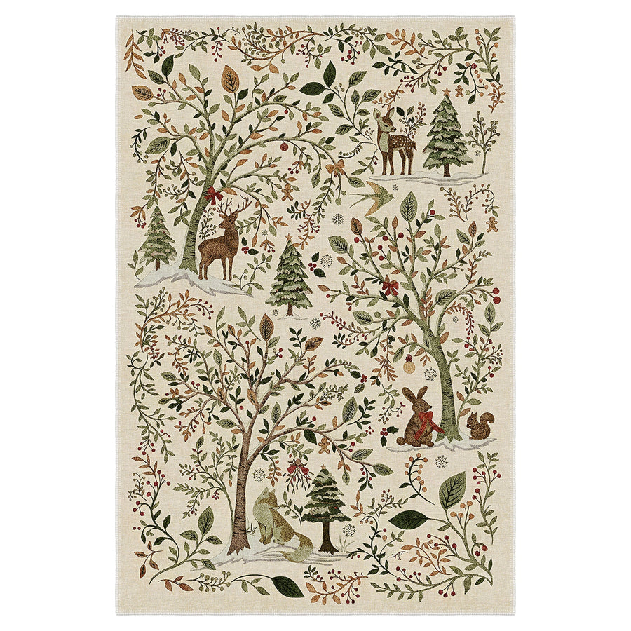 Tree Of Life Beige Machine Washable Cotton Area Rug - The Rug Decor