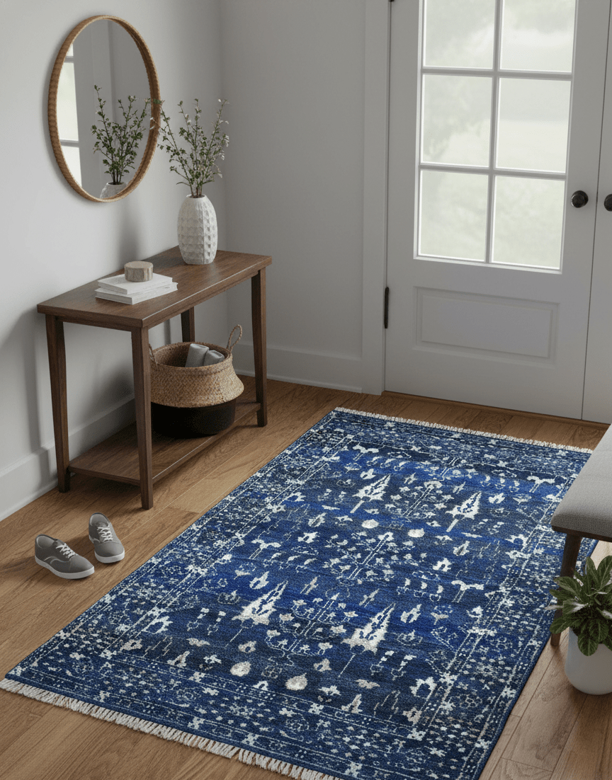 Tree of life Blue Traditional Style Hand knotted 5x8 Wool Area Rug - The Rug Decor