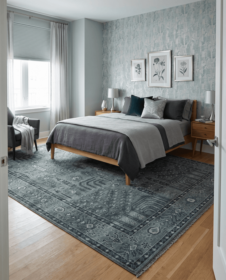 Tree of life Gray, Charcoal and Ivory Hand knotted Traditional Floral Multi Size wool Area Rug - The Rug Decor