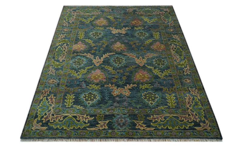 Tree of life Gray, Green and Brown Antique style Hand knotted 8x10 wool Area Rug - The Rug Decor