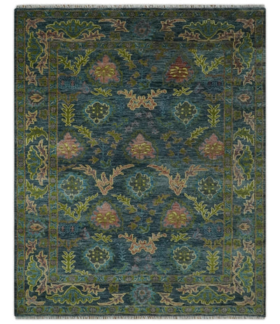 Tree of life Gray, Green and Brown Antique style Hand knotted 8x10 wool Area Rug - The Rug Decor