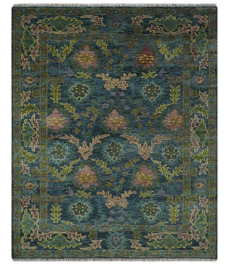 Tree of life Gray, Green and Brown Antique style Hand knotted 8x10 wool Area Rug - The Rug Decor