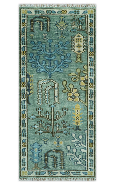 Tree of Life Green Traditional Hand Knotted Turkish Design Multi Size Wool Area Rug - The Rug Decor