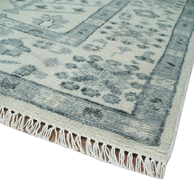 Tree of Life Hand Knotted Ivory and Charcoal Traditional Oushak 8x10 Wool Rug - The Rug Decor