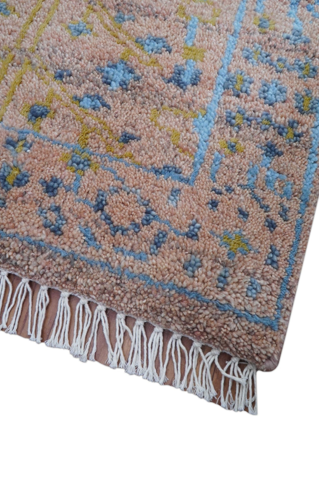 Tree of life Peach And Blue Hand Knotted 2x3 Wool Rug - The Rug Decor
