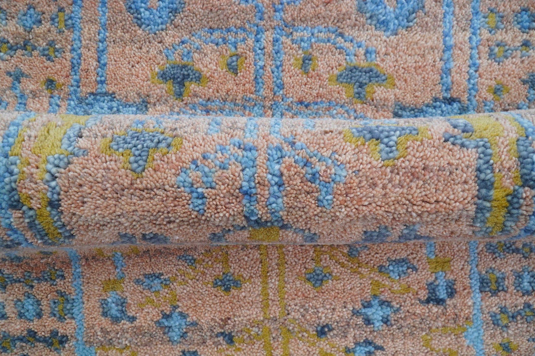 Tree of life Peach And Blue Hand Knotted 2x3 Wool Rug - The Rug Decor