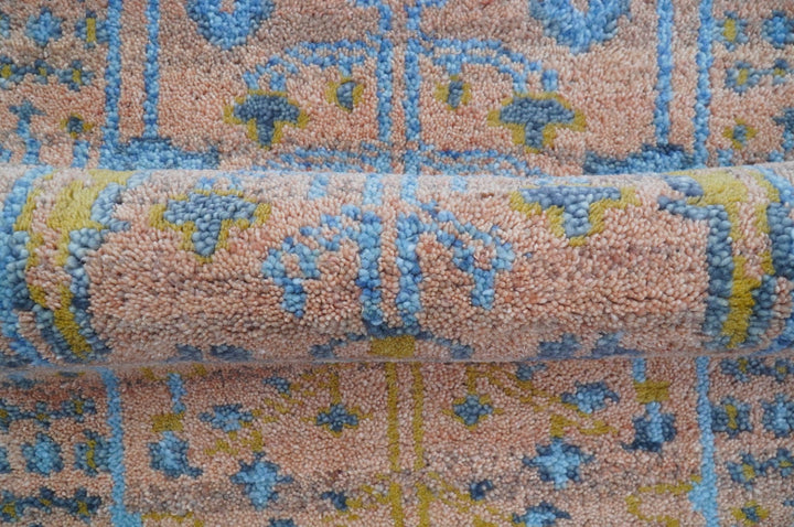 Tree of life Peach And Blue Hand Knotted 2x3 Wool Rug - The Rug Decor