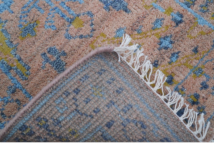 Tree of life Peach And Blue Hand Knotted 2x3 Wool Rug - The Rug Decor