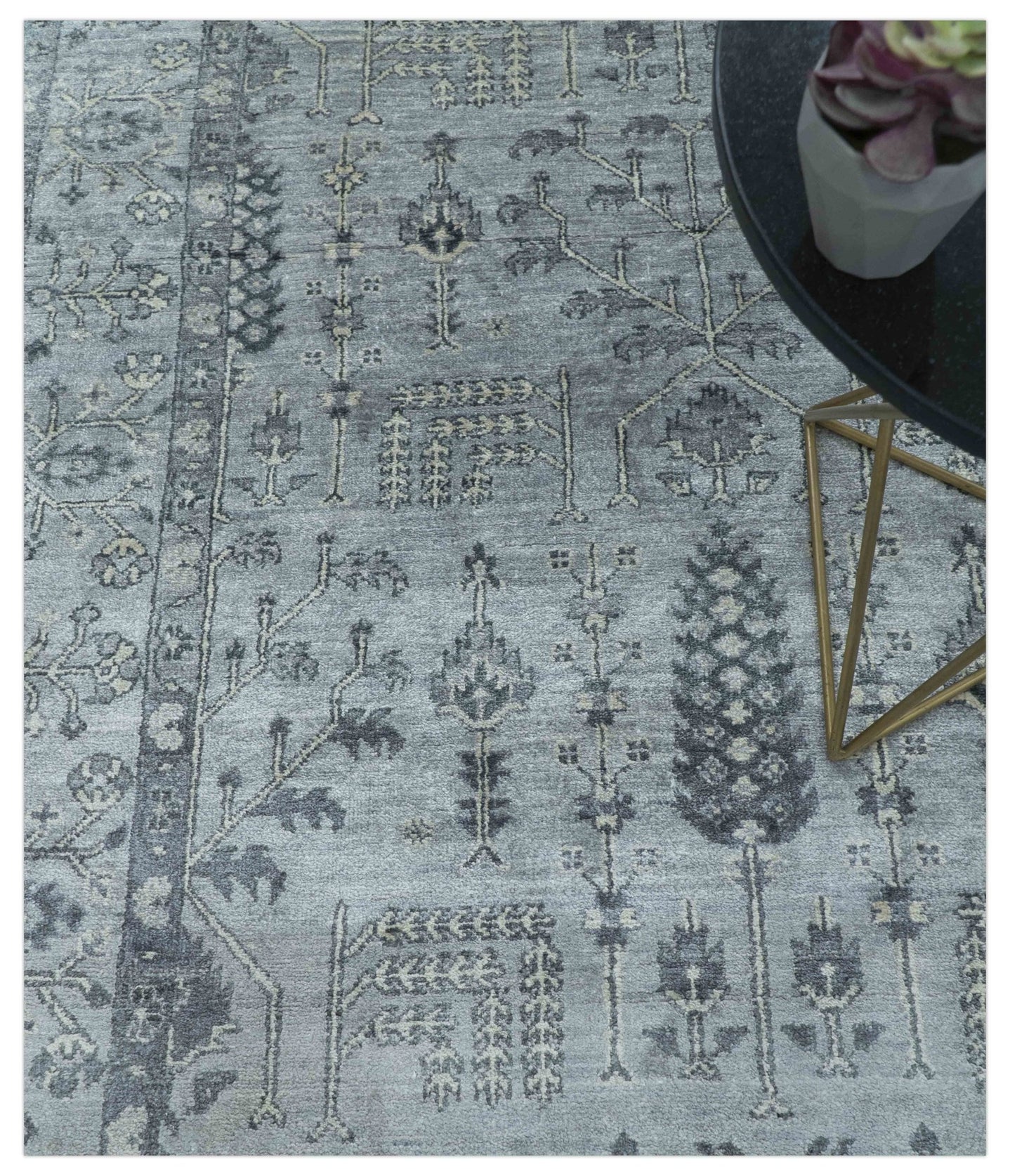 Tree of Life Silver And Gray 6x9 Hand Knotted Bamboo Silk Area Rug - The Rug Decor