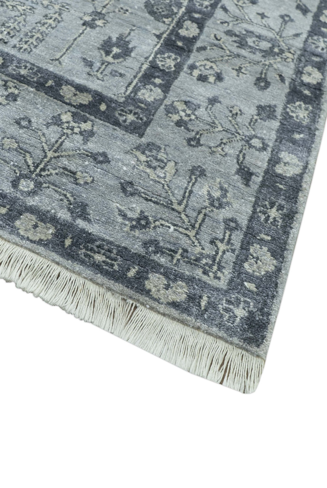 Tree of Life Silver And Gray 6x9 Hand Knotted Bamboo Silk Area Rug - The Rug Decor