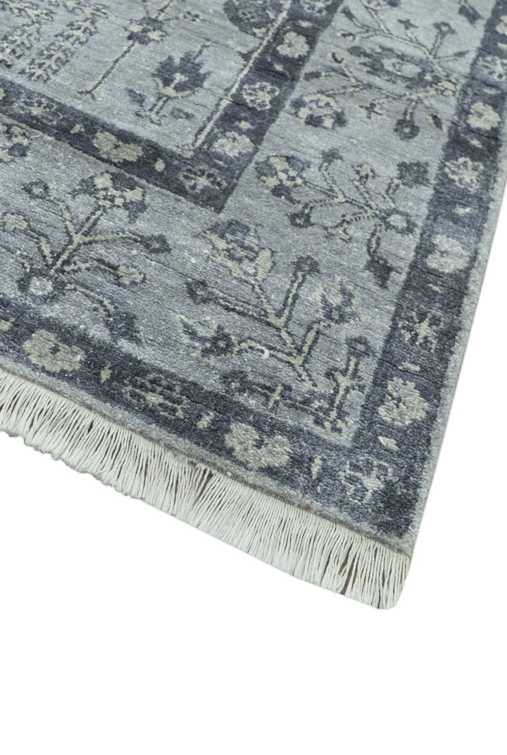 Tree of Life Silver And Gray 6x9 Hand Knotted Bamboo Silk Area Rug - The Rug Decor