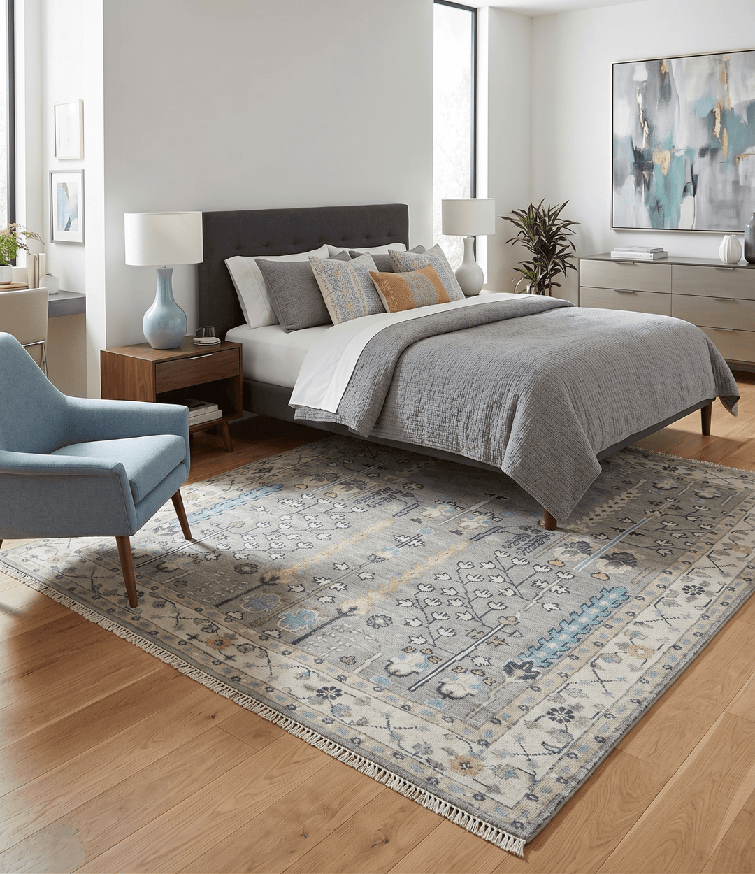 Tree of life Silver and Ivory Hand Knotted Traditional Multi Size Wool Area Rug - The Rug Decor