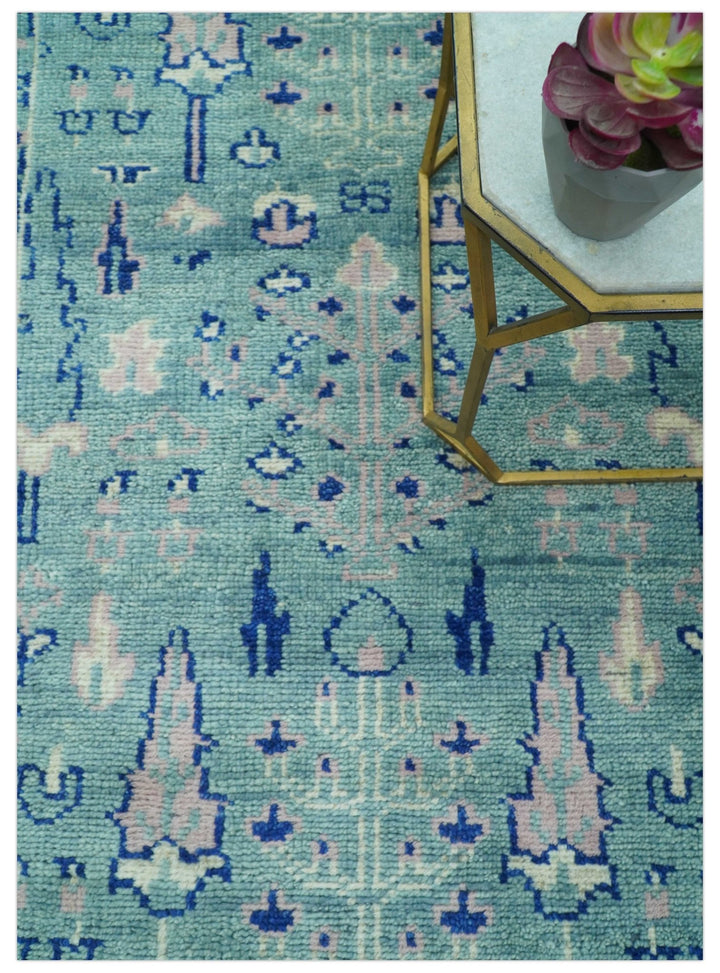 Tree of life Teal And Blue Hand knotted 4x6 Wool Area Rug - The Rug Decor