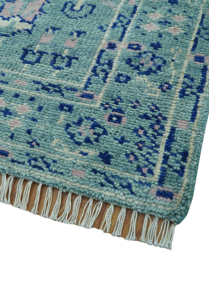 Tree of life Teal And Blue Hand knotted 4x6 Wool Area Rug - The Rug Decor