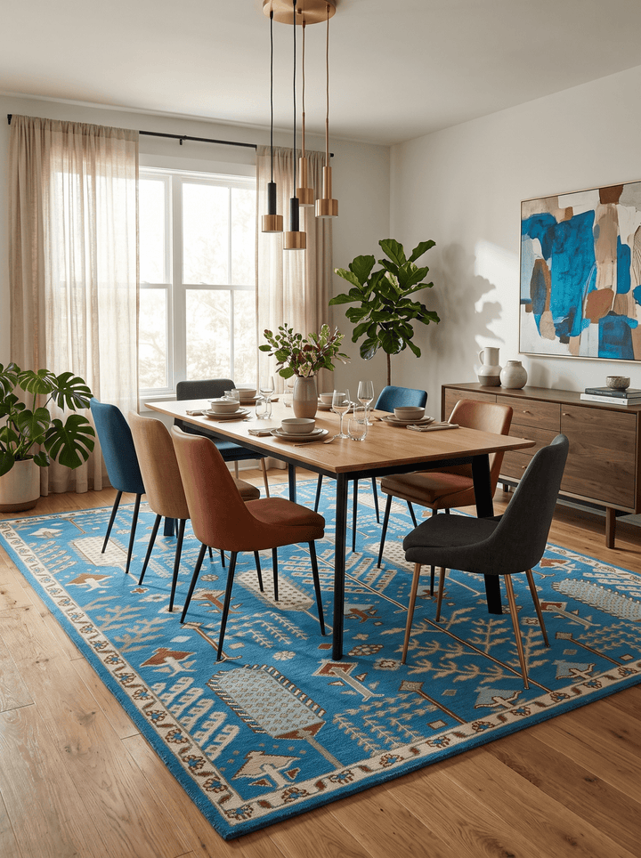 Tree of life Traditional Floral Blue, Ivory and Brown Hand Knotted Custom Made Wool Area Rug - The Rug Decor