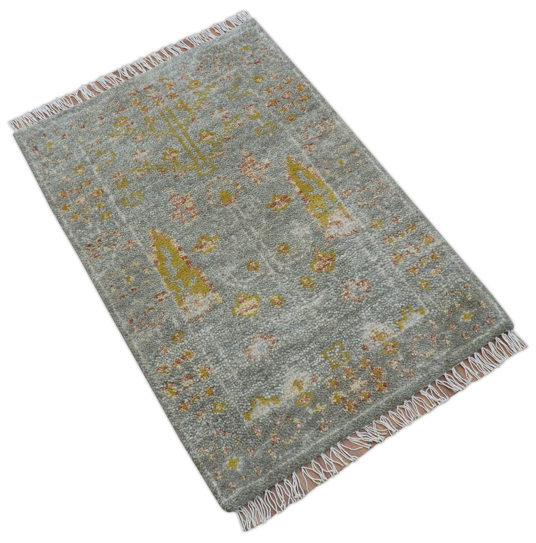 Tree of life Traditional Gray Hand Knotted 2X3 Wool Rug - The Rug Decor