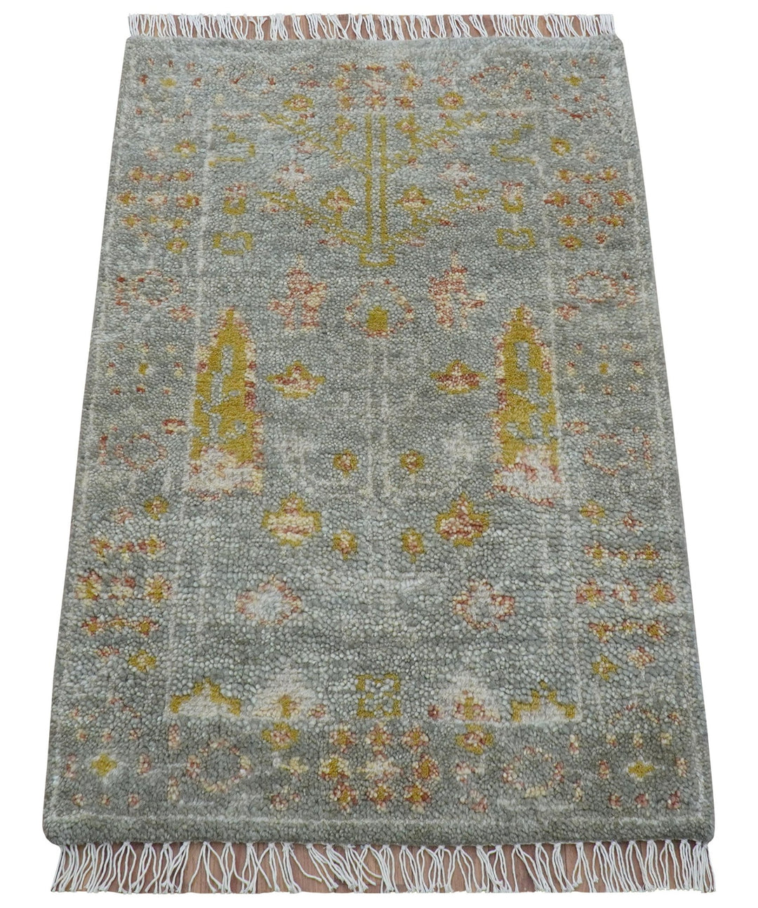 Tree of life Traditional Gray Hand Knotted 2X3 Wool Rug - The Rug Decor