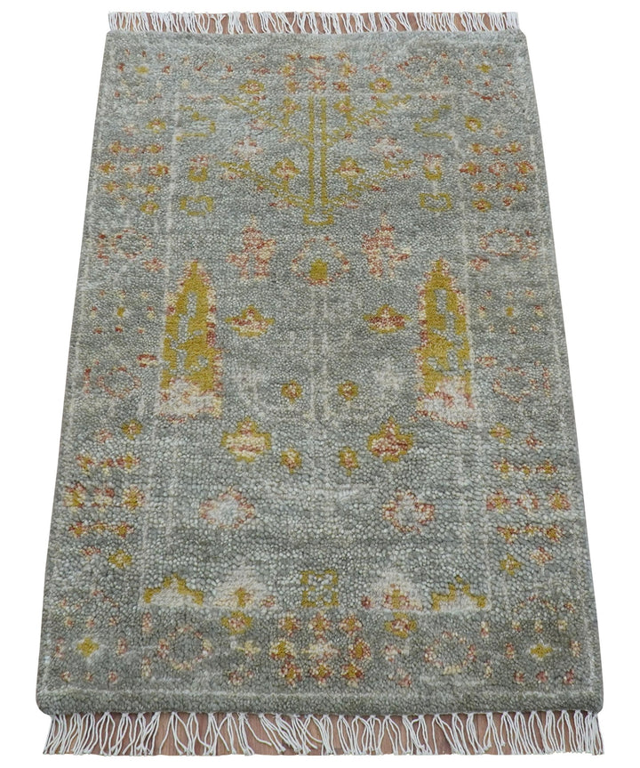 Tree of life Traditional Gray Hand Knotted 2X3 Wool Rug - The Rug Decor