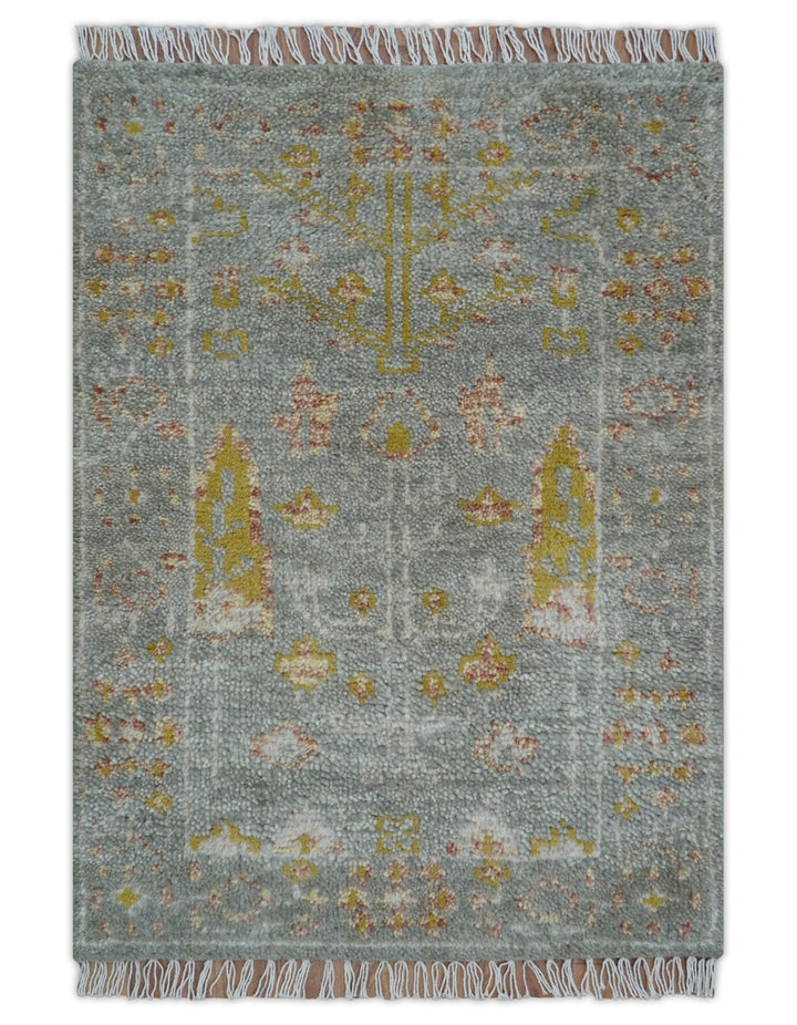 Tree of life Traditional Gray Hand Knotted 2X3 Wool Rug - The Rug Decor