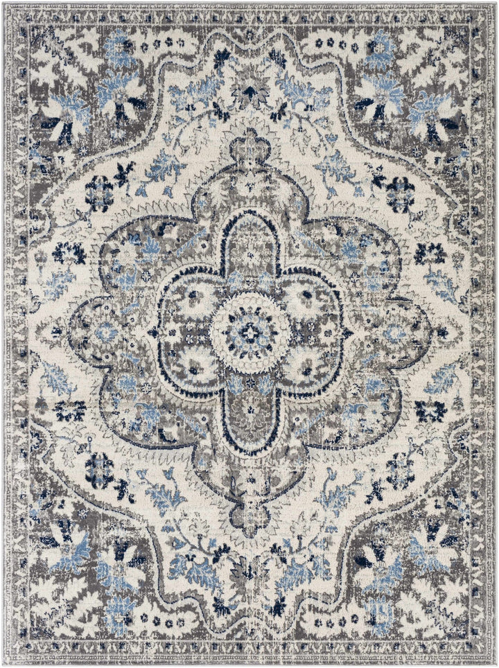 Treharris Gray And Blue Traditional Style Area Rug - The Rug Decor