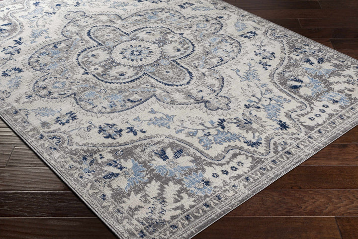 Treharris Gray And Blue Traditional Style Area Rug - The Rug Decor