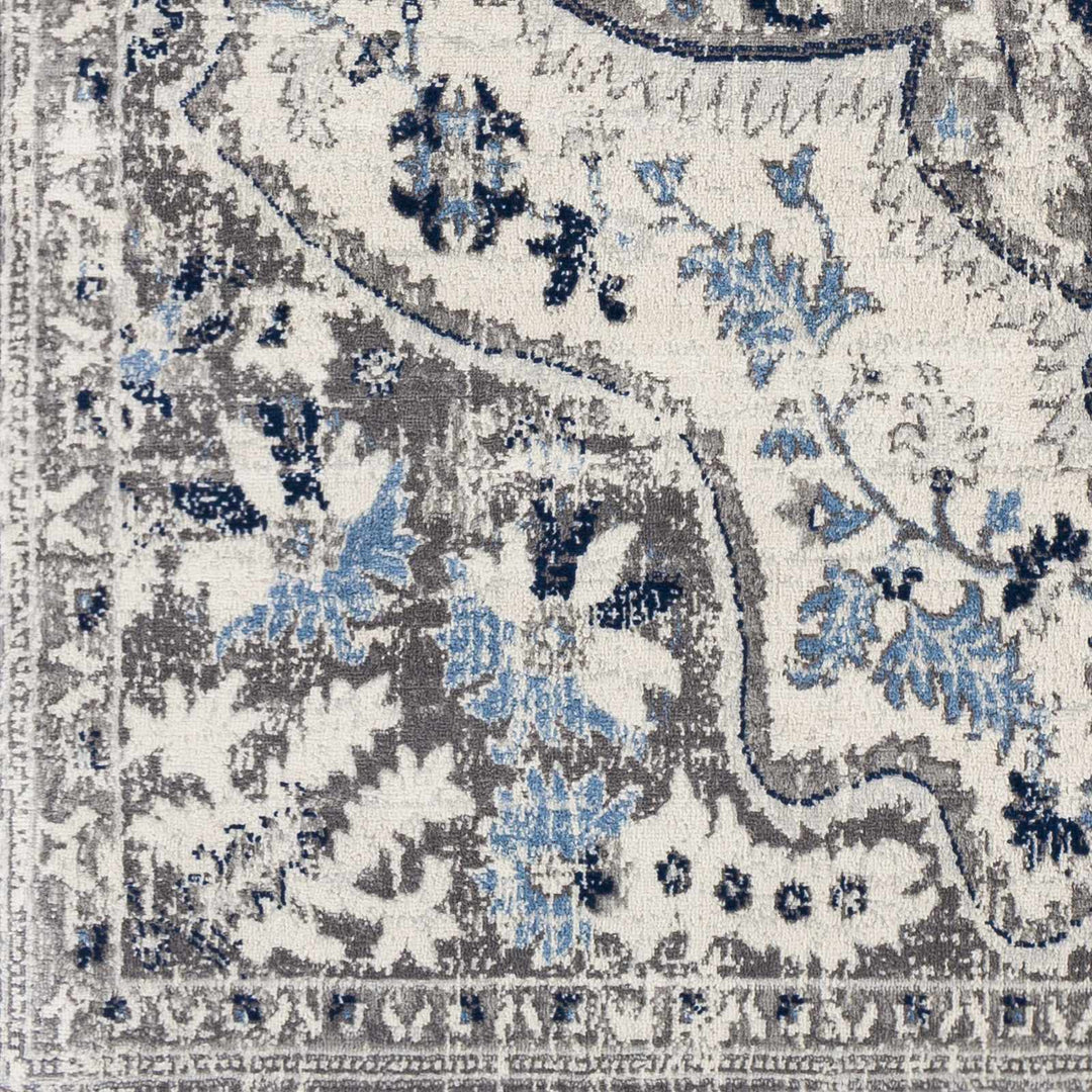 Treharris Gray And Blue Traditional Style Area Rug - The Rug Decor