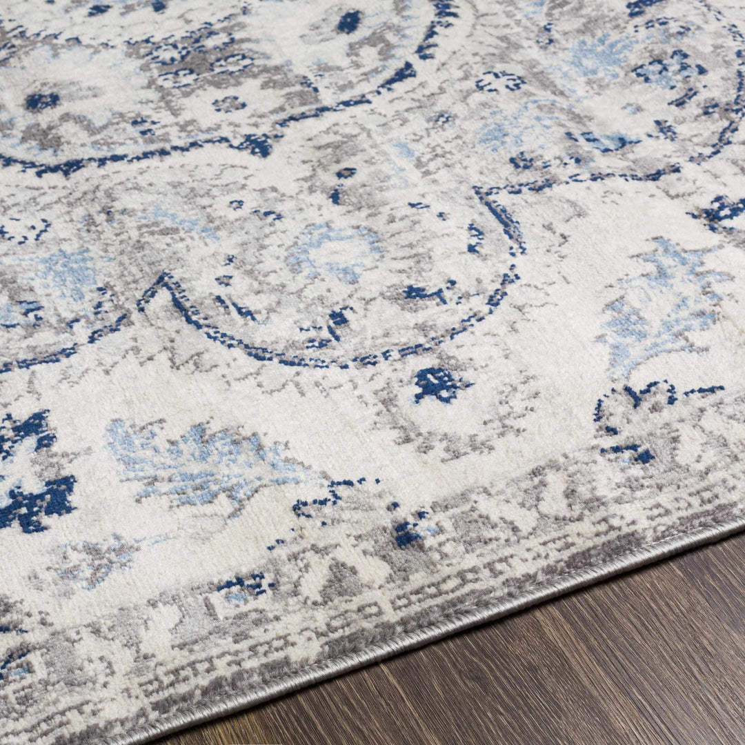 Treharris Gray And Blue Traditional Style Area Rug - The Rug Decor