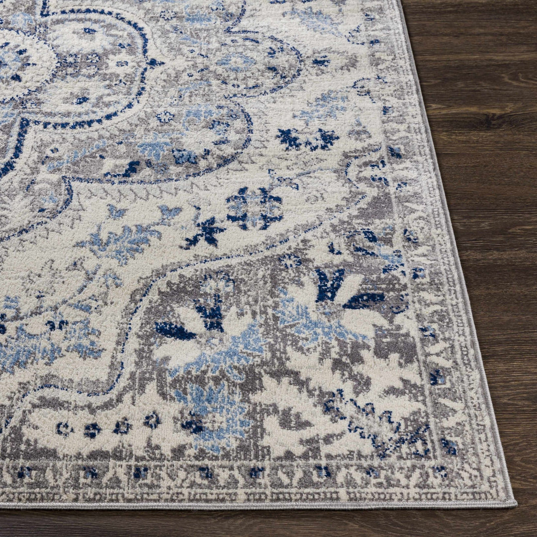 Treharris Gray And Blue Traditional Style Area Rug - The Rug Decor