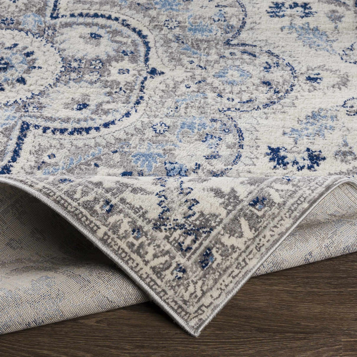 Treharris Gray And Blue Traditional Style Area Rug - The Rug Decor