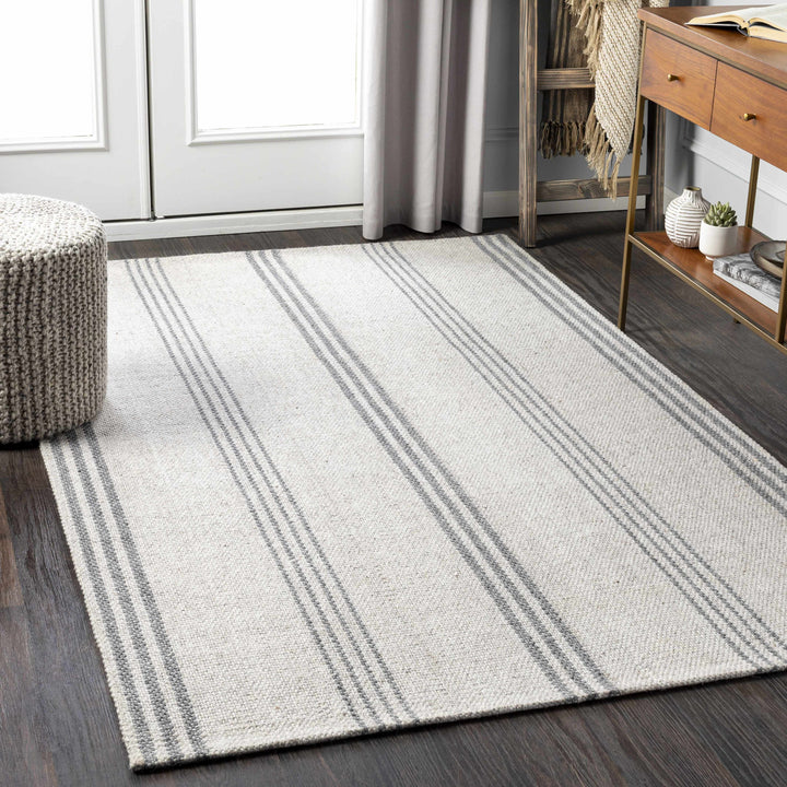 Treichlers Gray Modern Stripes Design Hand Woven Area Rug
