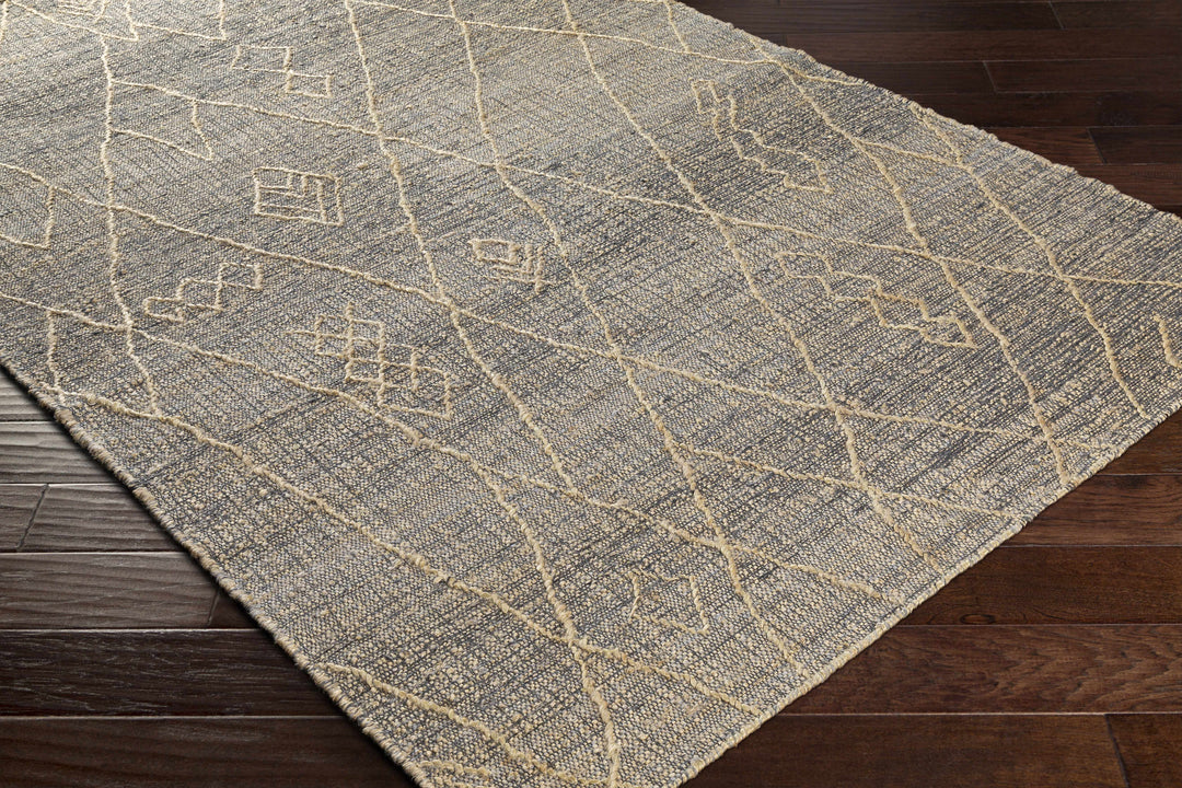 Tregarth Modern Geometrical Design Beige And Charcoal Hand Woven Area Rug