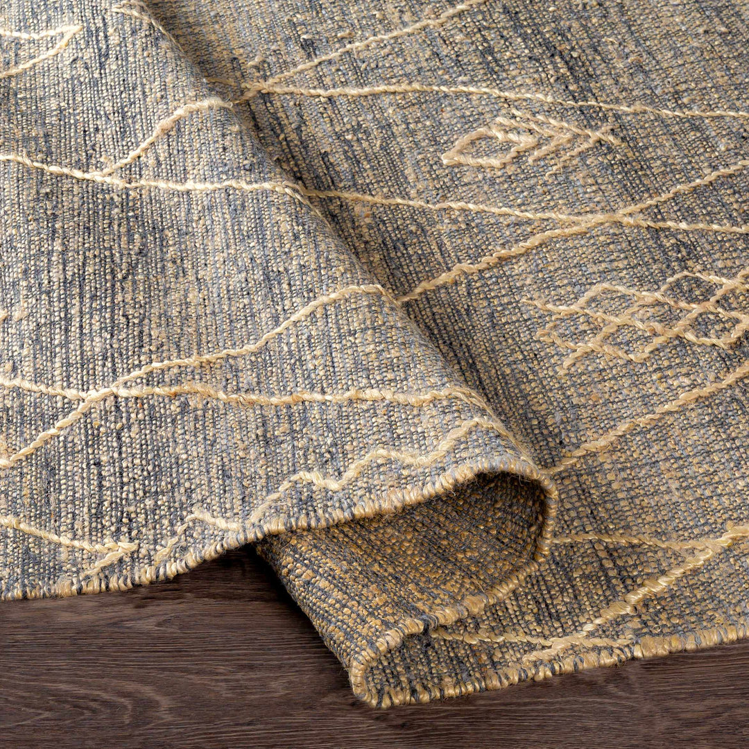 Tregarth Modern Geometrical Design Beige And Charcoal Hand Woven Area Rug
