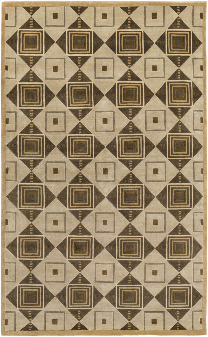 Tribune Contemporay Style Beige & Brown Hand Knotted Wool Area Rug